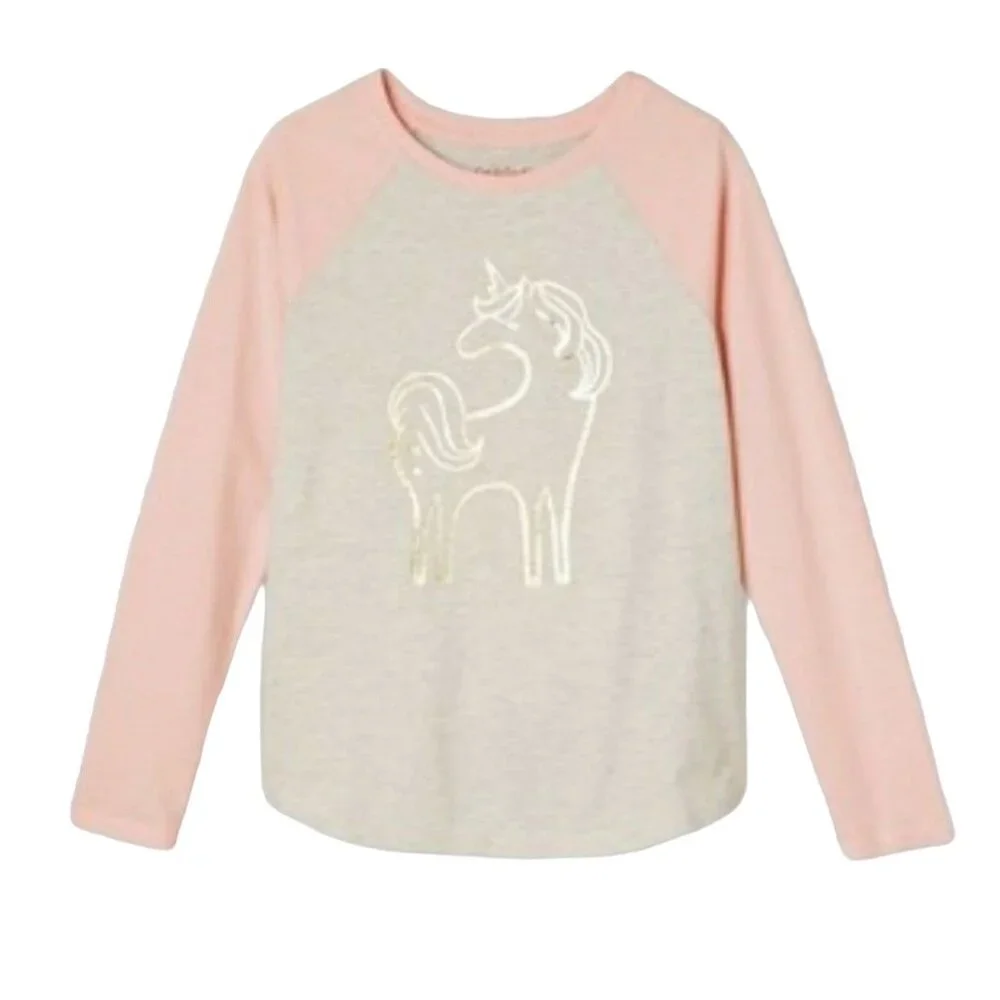 Cat & Jack L Kid Shirt Girl Unicorn Long Sleeve Graphic Top Lightweight Pullover